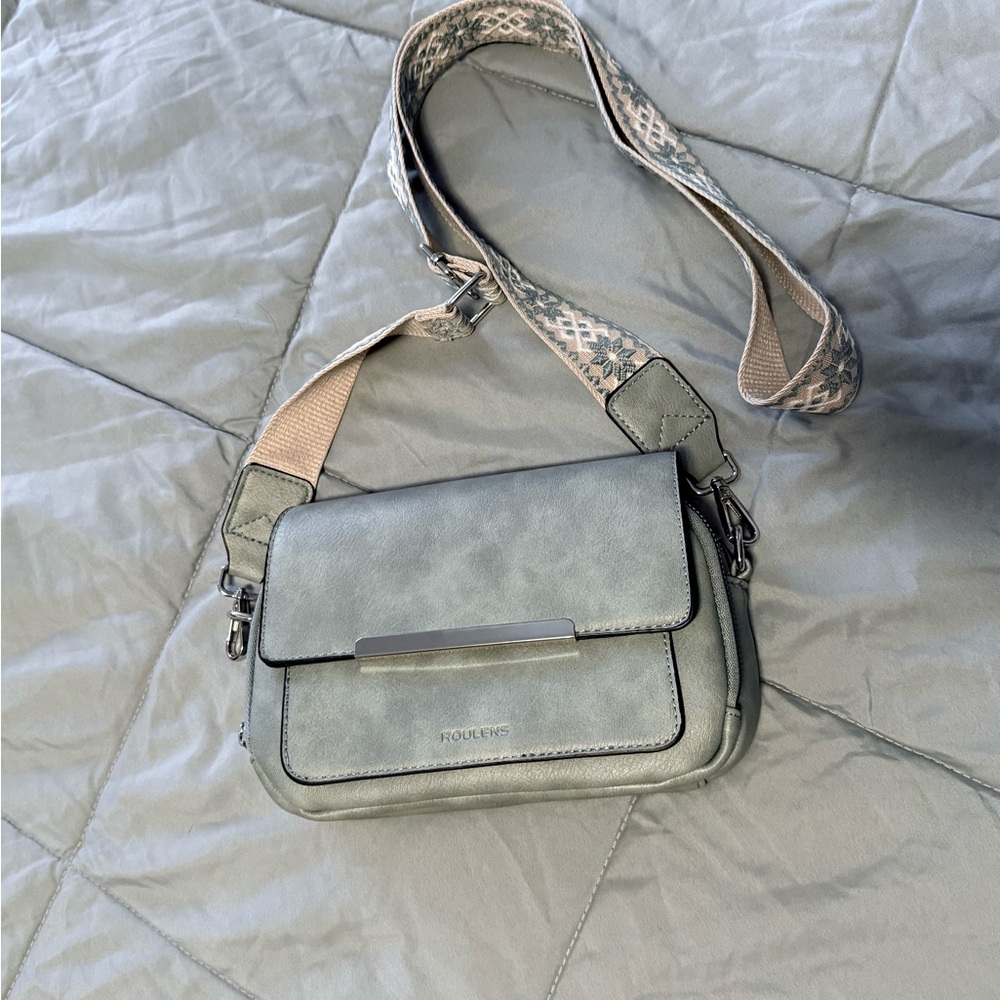 Roulens Blue Crossbody Bag with Patterned Strap - Picture 3 of 13